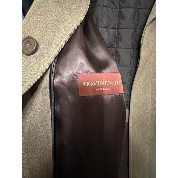 Movimento 4 Buttons 100% Wool Coat Made In Italy Size 50 Olive Green - Picture 9 of 9